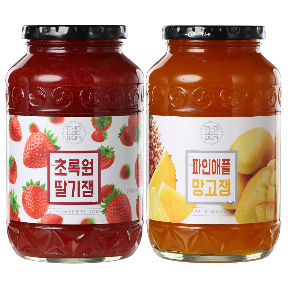 초록원 딸기잼1kg +파인애플망고잼1kg (쨈 토스트 시럽) 13,790원