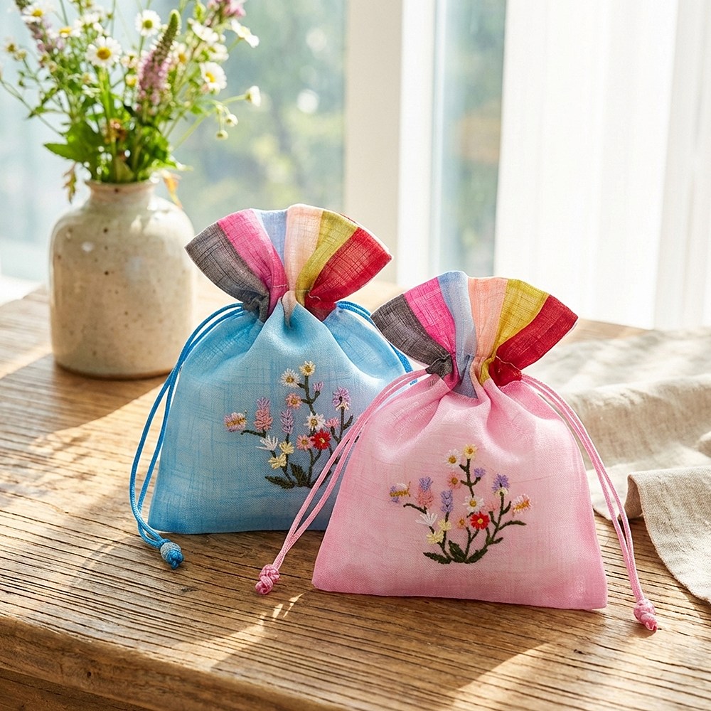 캔톤팩토리 고급 색동 모시 복주머니 실크 새해 외국인선물 전통 한국기념품 9,800원