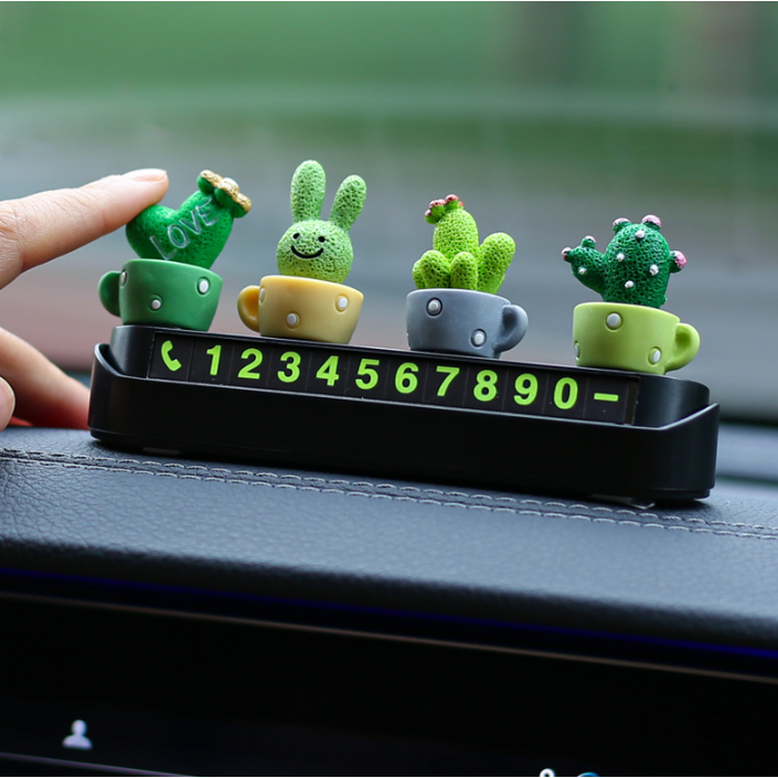 아리엘쥬얼리 리버폭스 차량용 야광 선인장 캐릭터 사생활보호 주차 전화번호 알림판, 블랙 11,000원