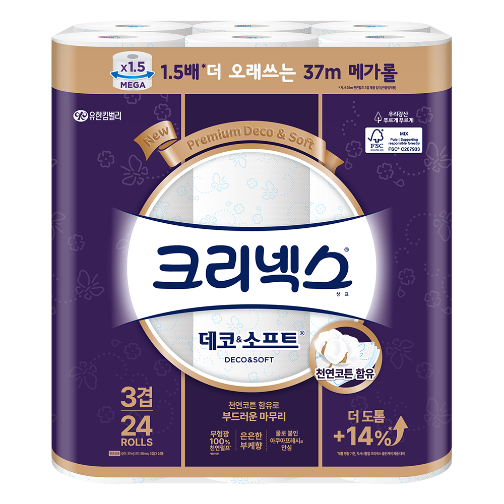 크리넥스 3겹 데코 앤 소프트 화장지 22,290원