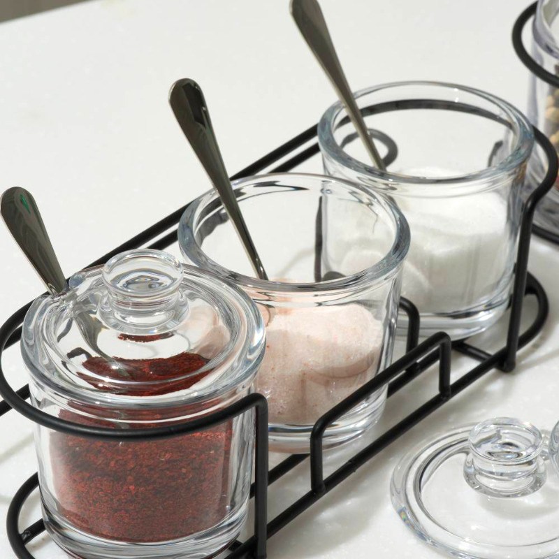 토탈하우스 와이어스탠드 양념통세트 ( 스텐레스 스푼 철제 거치대 포함 ) 유리양념통 양념용기 29,900원