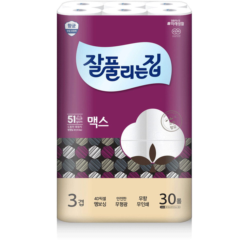 잘풀리는집 맥스 소프트 3겹 롤화장지, 30m, 30롤, 1개 19,900원