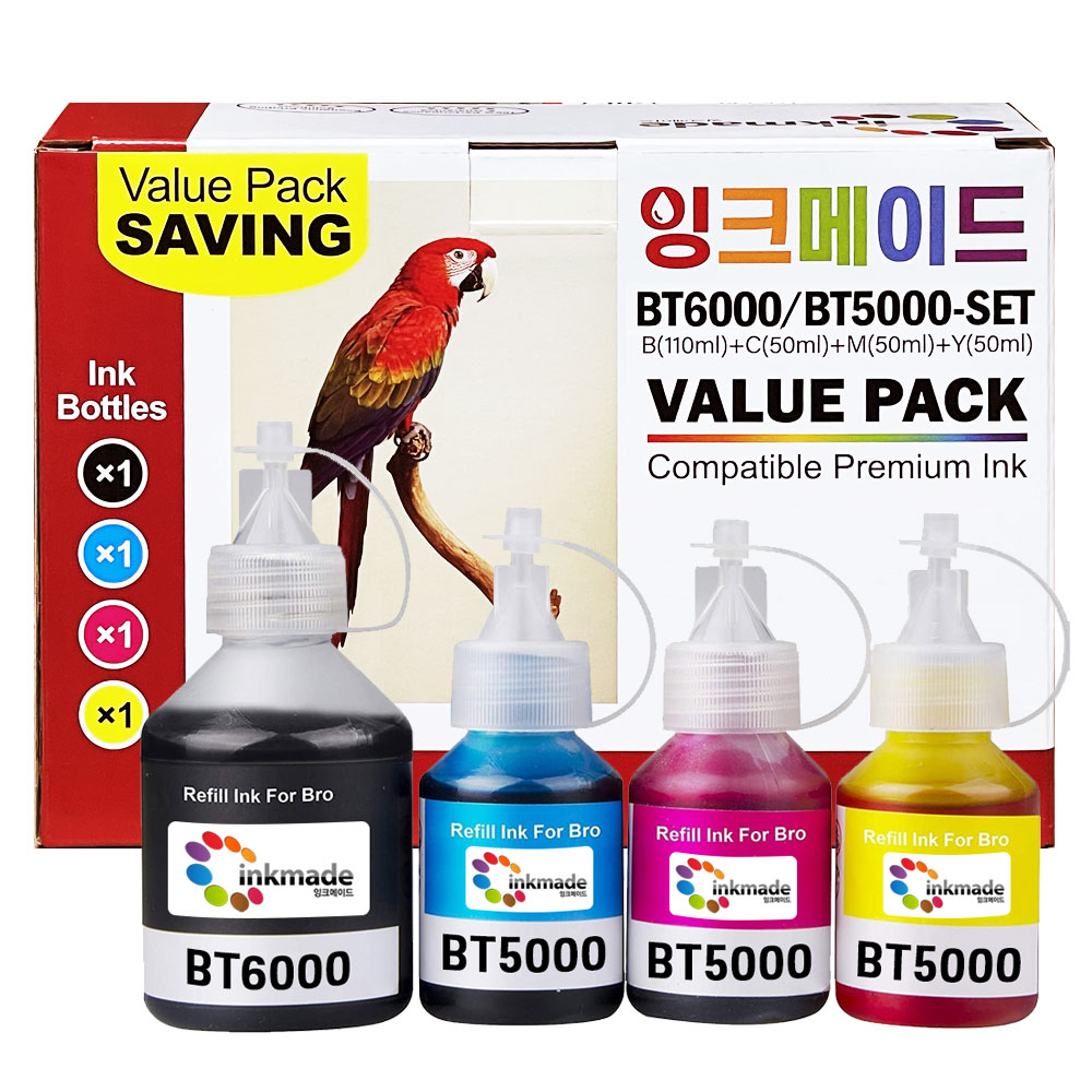 브라더 BT6000 BT5000 호환 잉크 4색 세트 MFC-T800W DCP-T300 DCP-T500W DCP-T700W 9,600원