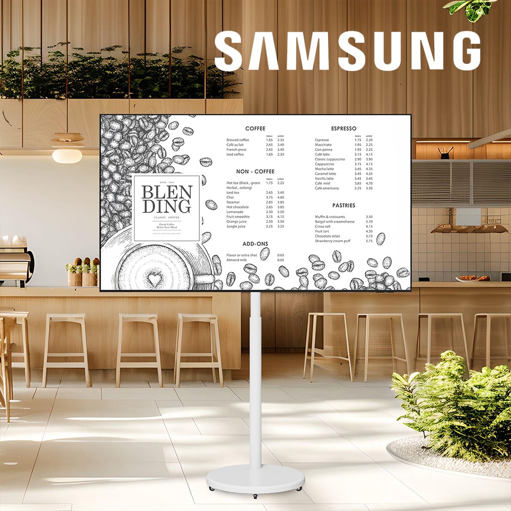 삼성 4K 스마트 사이니지 TV 삼텐바이미 패키지 이동식 거치대 대형TV 소형TV 모니터 [셋탑박스 선택행] 658,000원