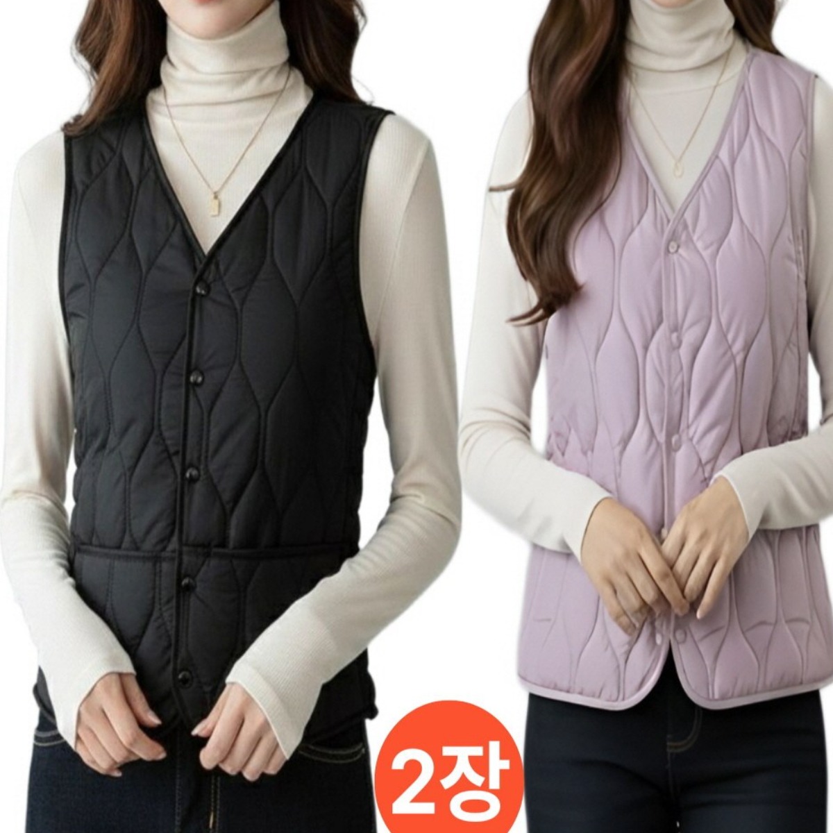 데어블 여성 겨울 조끼 기모 포켓 단추 양털 베스트 2종 세트 58,800원