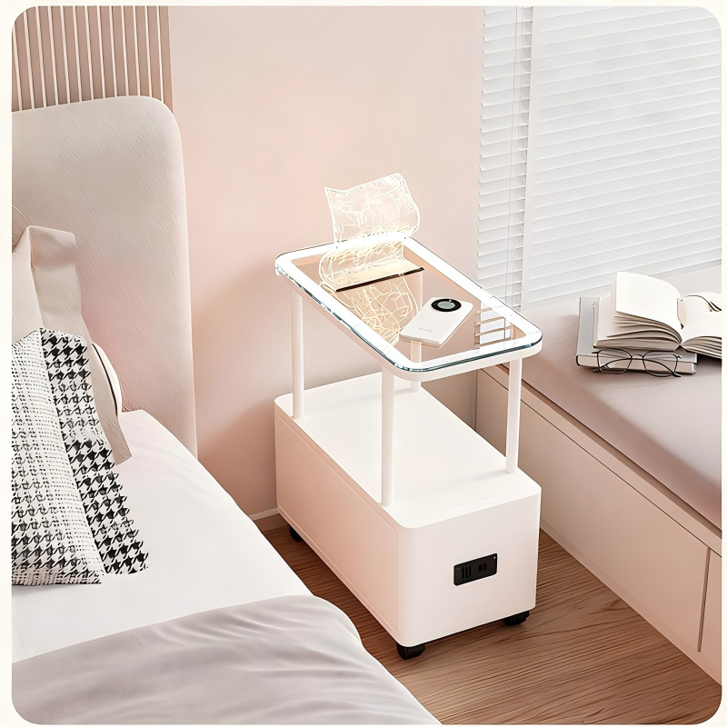 이동식 거실 소파 사이드테이블 틈새 테이블 침대 틈새 수납장 2단 슬림 티테이블, 화이트 62,250원