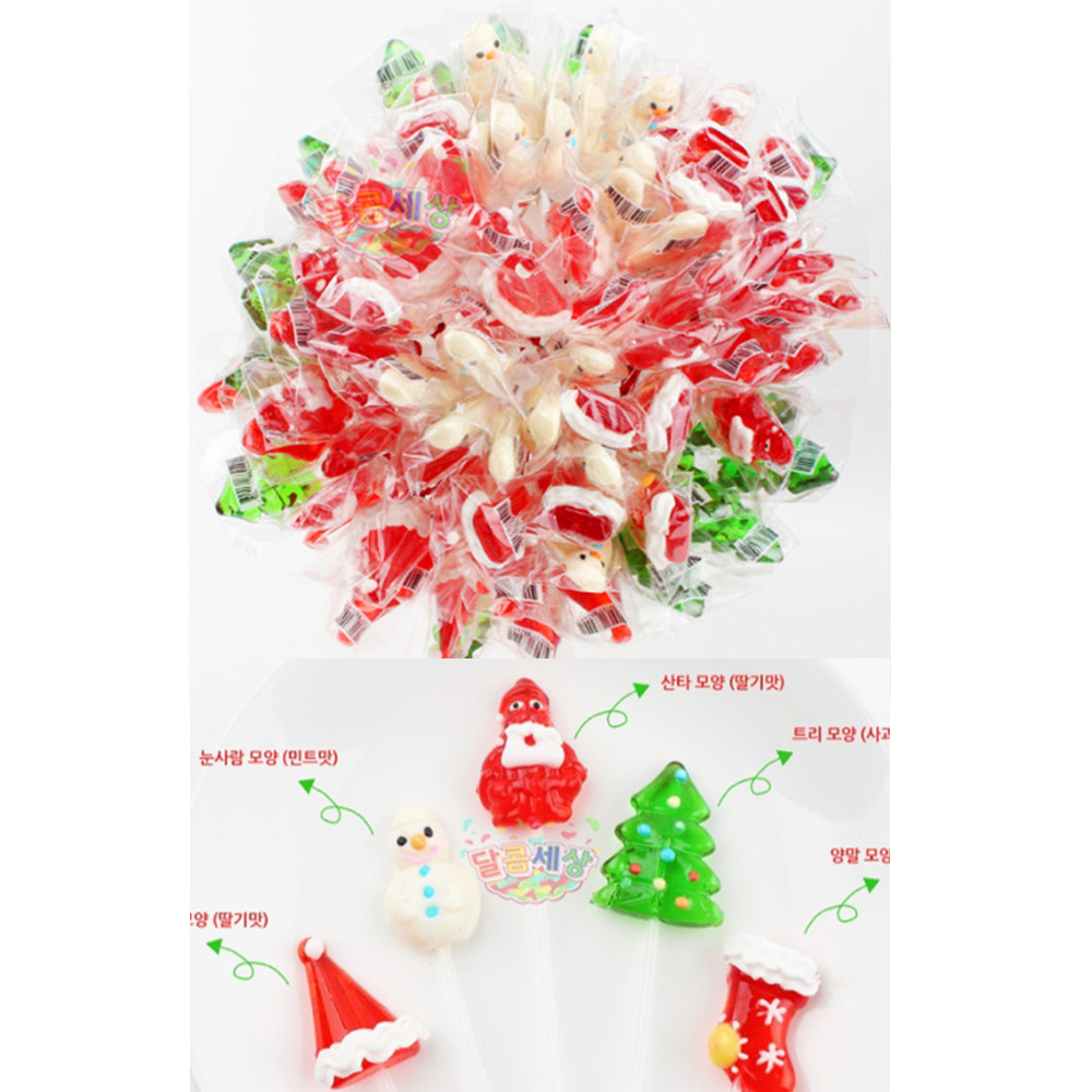 크리스마스 롤리팝 9g x 100개 산타 눈사람 막대 사탕, 9g, 100개 45,000원