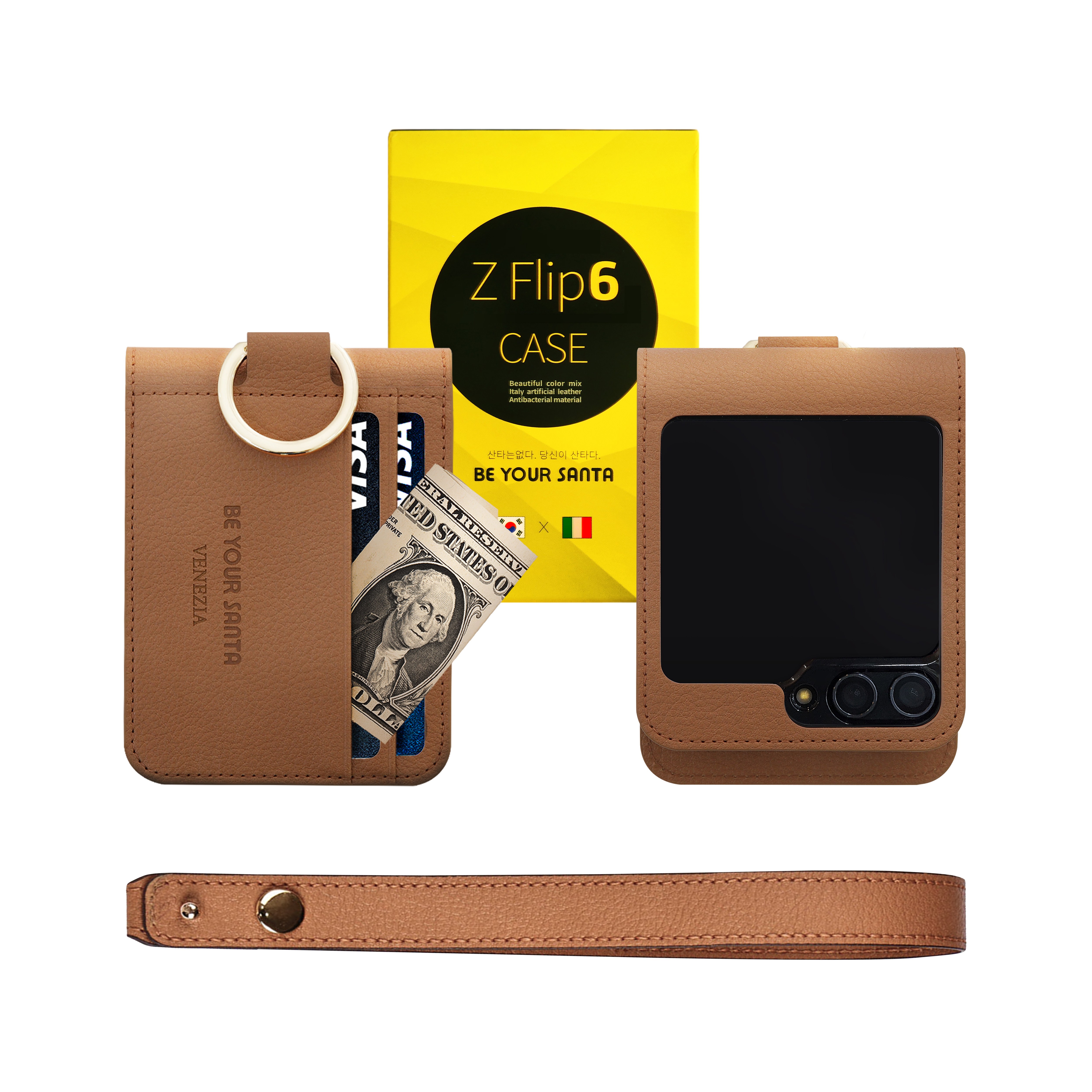 비유어산타 갤럭시 Z플립6 케이스 링 지갑 이태리원단 힌지보호 베네치아(카드수납) 나폴리 핸드스트랩세트 62,320원