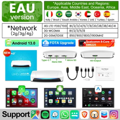 카링킷 CarlinKit HDMI 비디오 출력 4K 안드로이드 13 CarPlay AI 박스 SM6225 SDM660 8 코어 268,600원