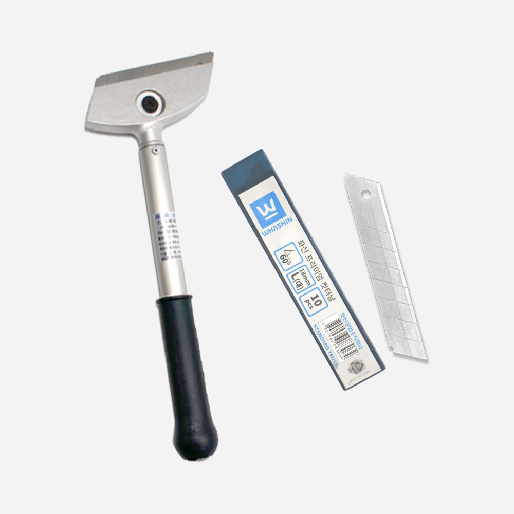 월드크린 해피손 스크래퍼 1단 + 칼날 10p 인덕션 벽지 스티커 물때 껌 제거 청소 칼 헤라, 1개 10,900원