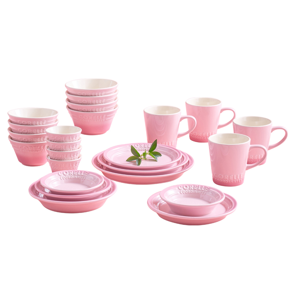코렐코디네이츠 브리즈스톤 식기세트 24p, Pink, 1세트, 공기 4p + 대접 4p + 종지 4p + 찬기 소형 2p + 찬기 중형 + 찬기 대형 + 접시 소형 2p + 접시 중형 + 접시 대형 + 머그 4p 253,300원