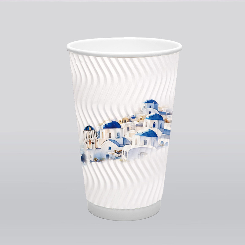 [박스] 3중 단열 종이컵 쿨시리즈 산토리니 16온스 1박스 (500개), 단품 66,000원