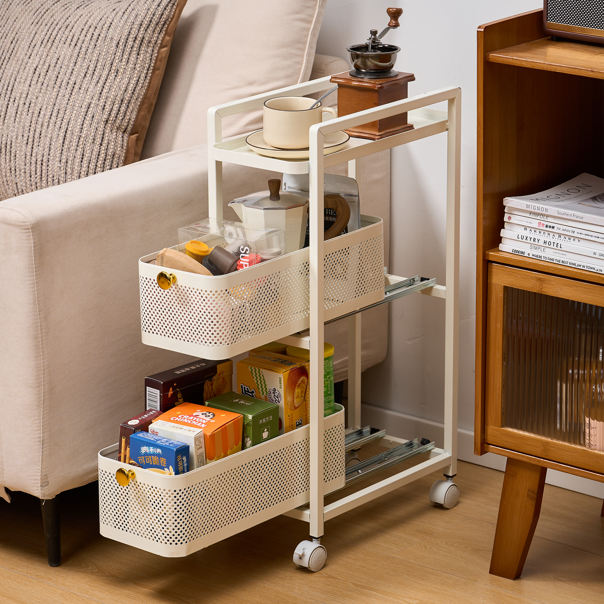 파페피 틈새 수납장 슬라이드 서랍장 바퀴 레일 24,800원