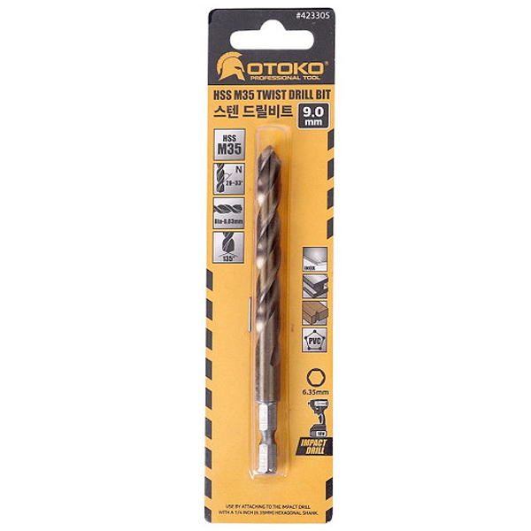 OTOKO 스텐레스 드릴비트 9mm 임팩드릴 육각비트 스텐기리 6,140원