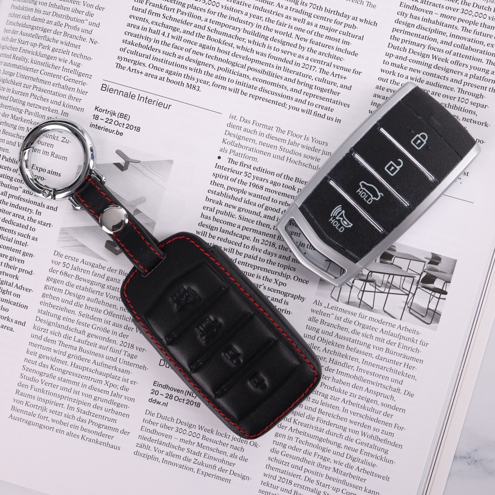 리미트 현대 제네시스 호환 G80 G70 4버튼 스마트키 리얼 소가죽 케이스 키홀더 키링 VA-L34, 블랙 15,900원