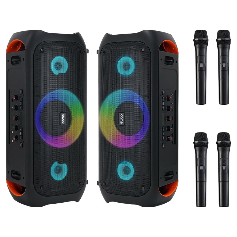 컴스 블루투스 스피커 앰프 무선 마이크 최대 140W 노래방 버스킹, 블랙, COM8082 365,500원
