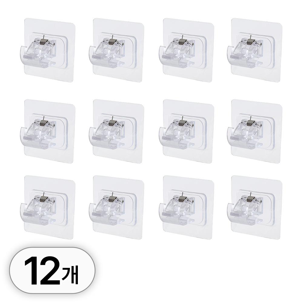 투데이리빙 12개입 세트 무타공 부착식 압축봉 브라켓 다용도 커튼봉 블라인드 접착식 받침대 벽걸이 투명 홀더 커튼 레일 설치대 8,800원