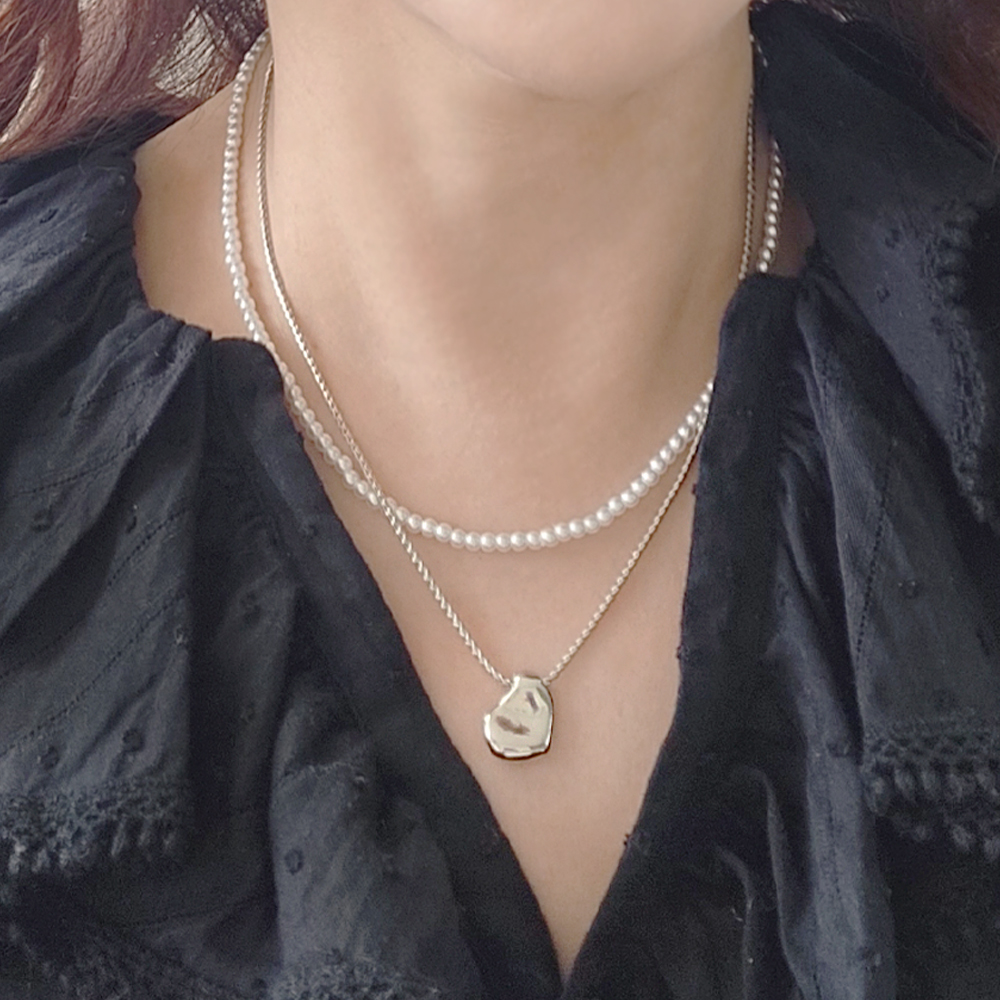 엘라주르 여성용 그레이스 레이어드 진주 목걸이 실버 38cm,42cm 7,990원