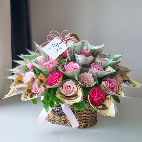 (늘솜아뜰리에) 감사의 마음 비누꽃 돈꽃바구니 돈바구니 어버이날 스승의날 생일 결혼기념일 회갑 59,000원