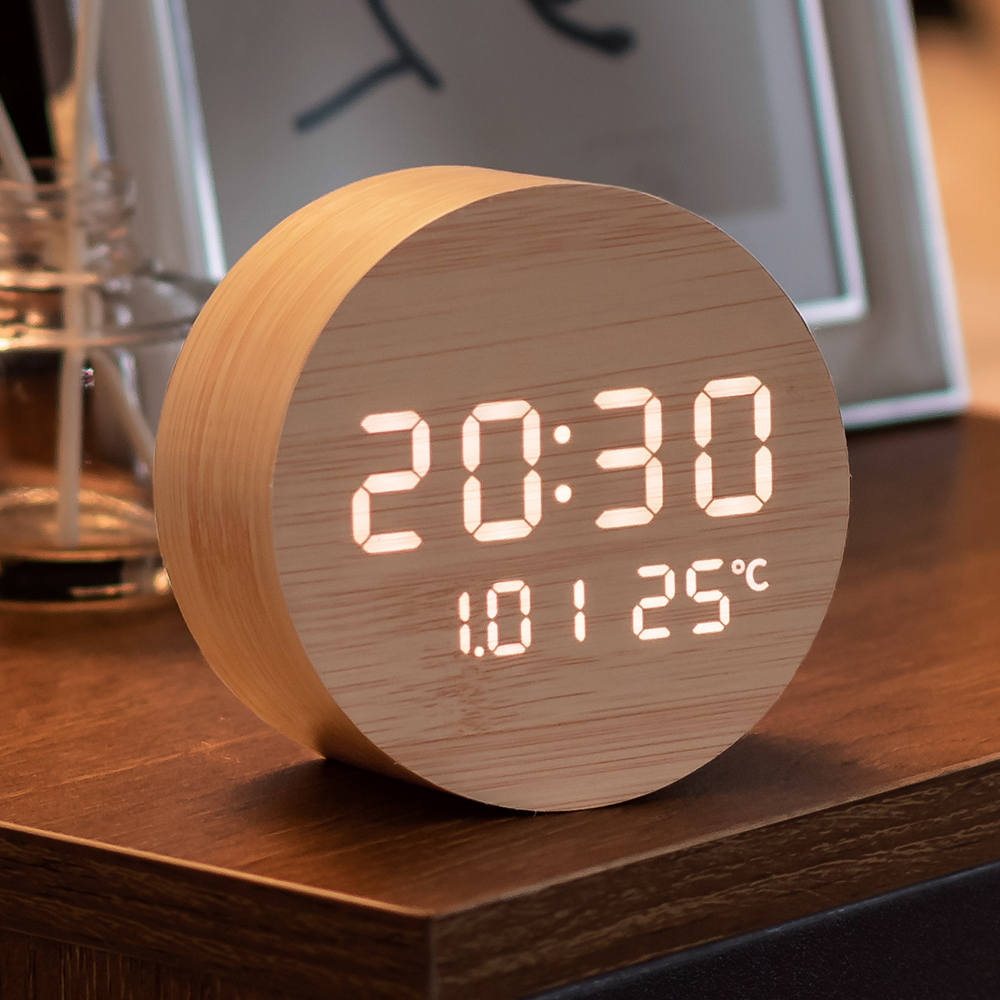 플라이토 문폴 우드 인테리어 LED 탁상시계 22,920원