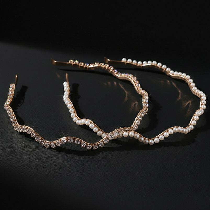 러블리 촘촘 웨이브 라인 진주 지르코니아 심플 머리띠 18,400원