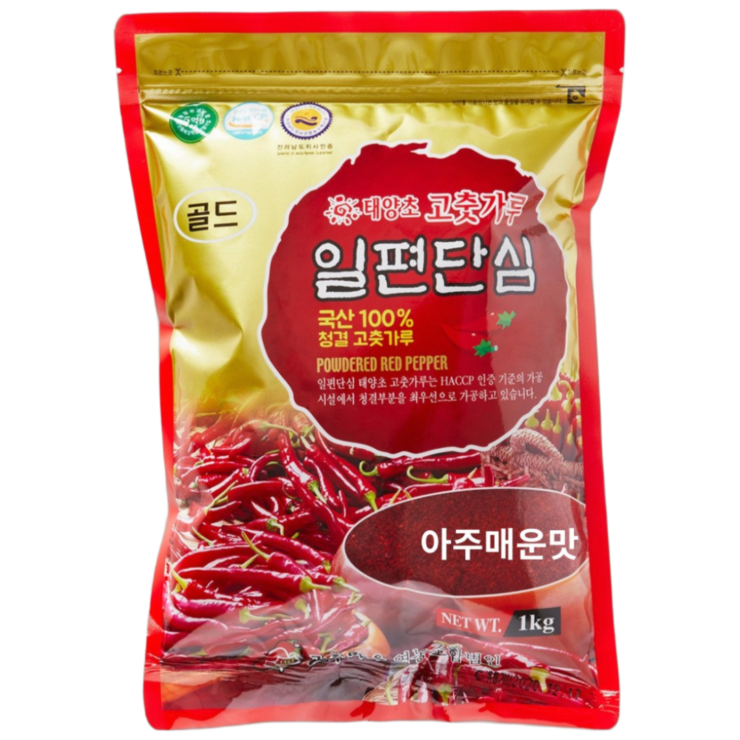 100%국산 일편단심 해풍에 말린 국내산 태양초 '햇'고춧가루 골드(최상품질) 아주매운맛 청양 / 최근제조 / 김치양념용, 1kg, 1개 41,000원