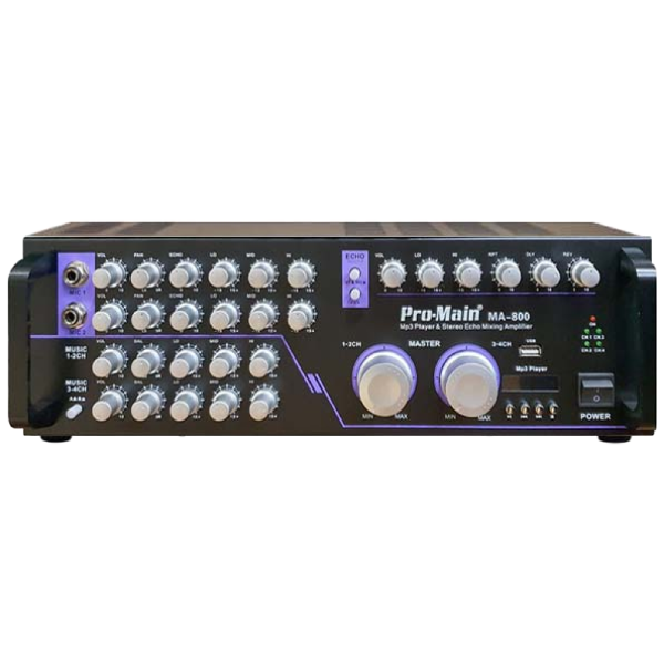 PRO-MAIN 4채널 앰프 MA-800 출력 1200W 블루투스 USB 재생 휘트니스 GX 강당용 노래방 440,000원