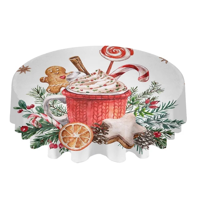 크리스마스 식탁보 홈카페 파티 테이블보 격자 무늬 소나무 바늘 랜턴 라운드 방수 웨딩 장식 테이블 커버,, 없음, 144.CHC01358 - 153x305cm Table, 1개 77,800원