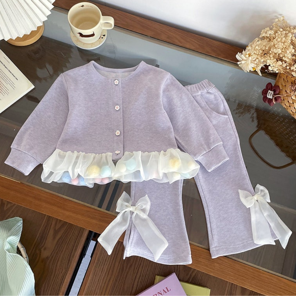 [떼아베베] 3-7세 여아 상하복 100-130호 긴팔 프릴 레이스 면 가디건 간절기 아우터 바지 밴딩 부츠컷 일자 팬츠 상하세트 키즈 아기 데일리 나들이 행사 소풍 등원룩 아동복 35,300원