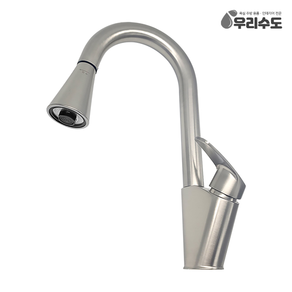 우리수도 거위목 무광 주방원홀 싱크 수도꼭지 싱크수전 씽크대, 1개 91,000원