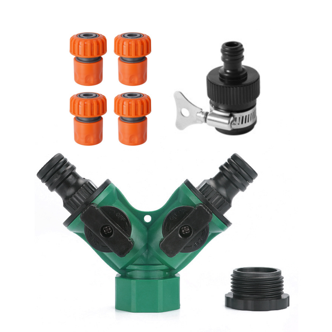 한수 Y자 2구 밸브형 호스 분배기세트 호환 호스 19mm-23mm, 멀티(혼합색상), 1세트 12,600원