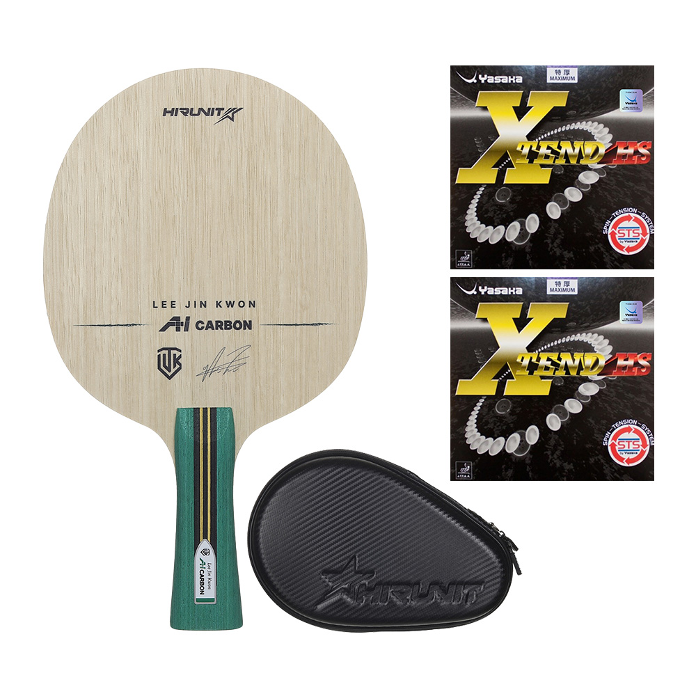 [인기/추천상품] 하이러닛 탁구라켓 이진권 이너 AI카본 + 야사카 엑스텐드 HS 러버 부착세트 + 고급 하드케이스 포함, 그립선택ST/FL 524,000원