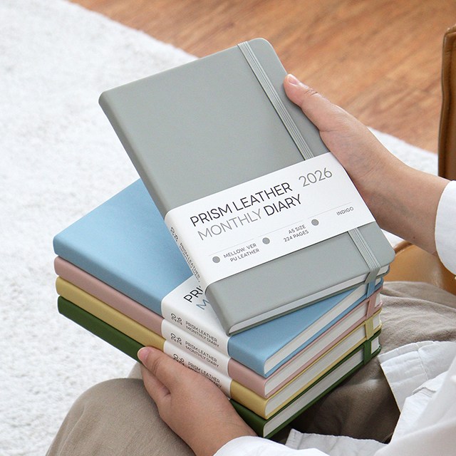 2026 프리즘 레더 A5 먼슬리 다이어리 (날짜형 25절 월간), 스톤멜로우 20,710원