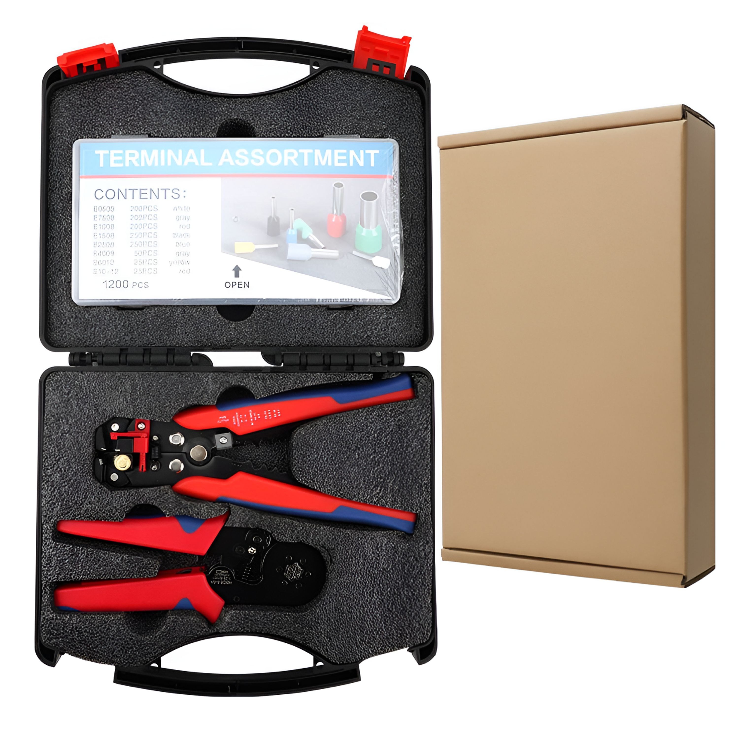 툴레보 다기능 와이어 스트리퍼 + 펜홀 압착기 압착 플라이어 + 펜홀단자1200pcs, 1세트 34,900원