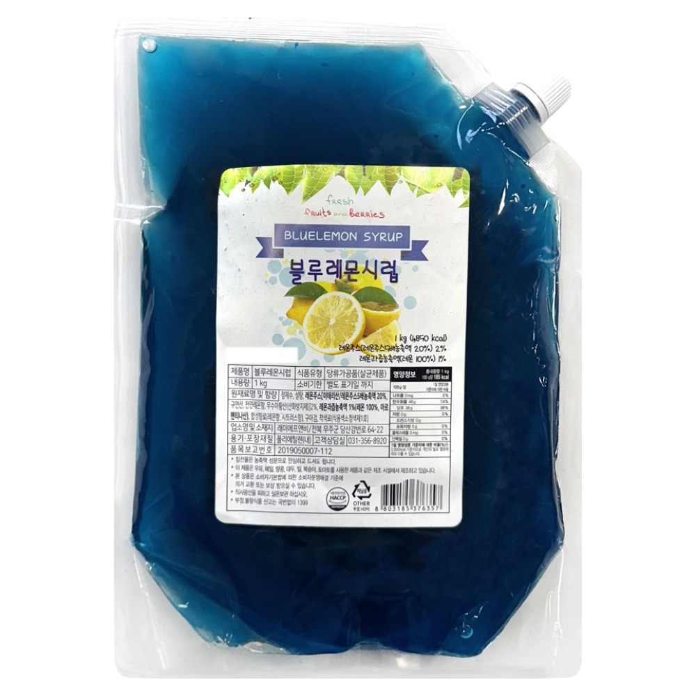 쥬피터 블루레몬 팩 시럽, 1kg, 1개 6,050원
