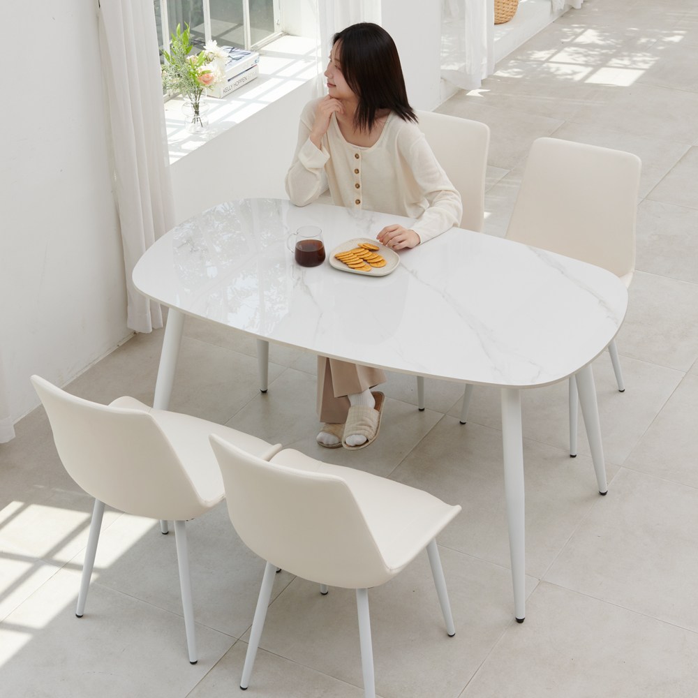 달리빙앤 리브 1400 포세린 통 세라믹식탁 세트 타원형 사각 4인용 식탁 의자4 169,000원