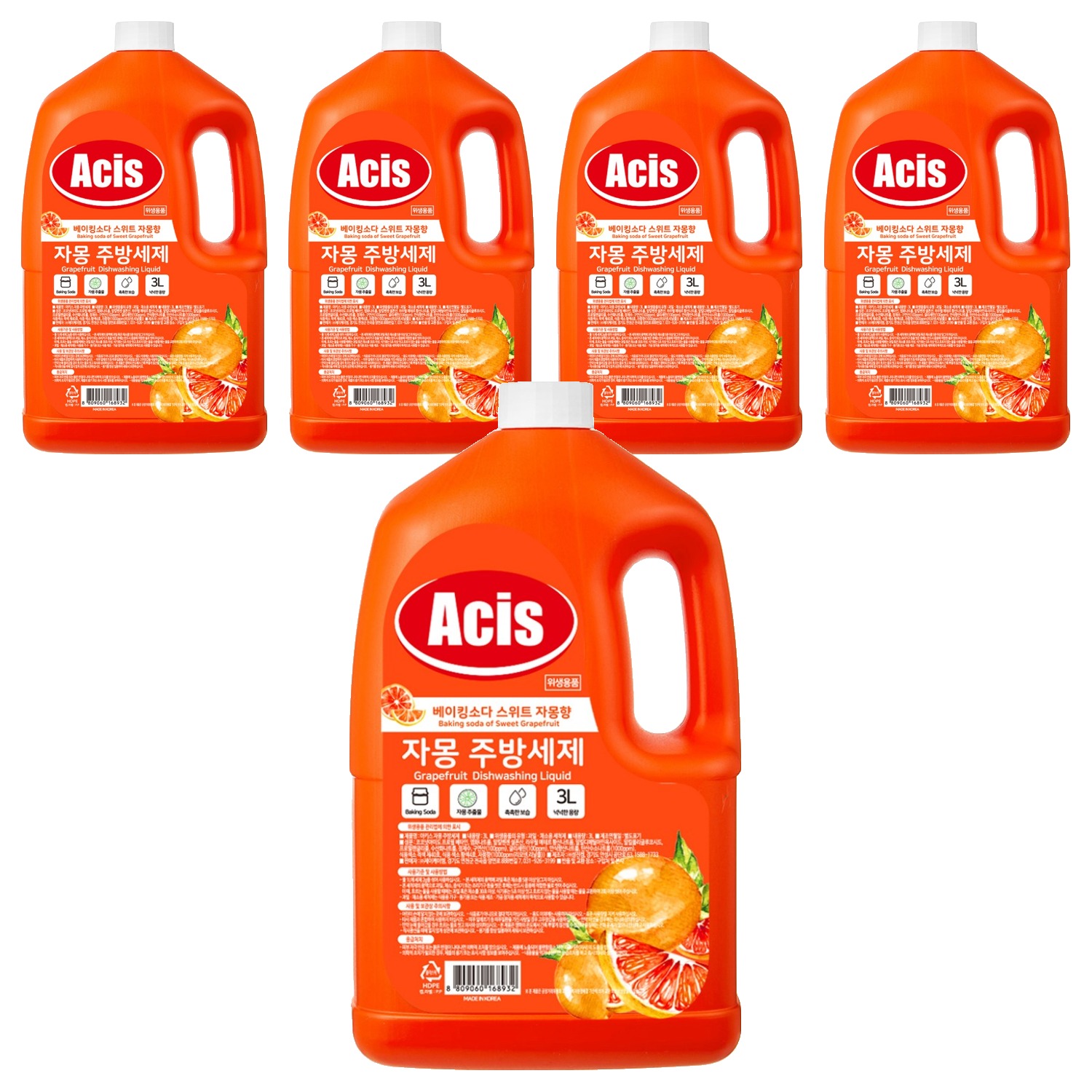 아키스 베이킹소다 스위트 자몽 주방세제, 3L, 5개 32,400원