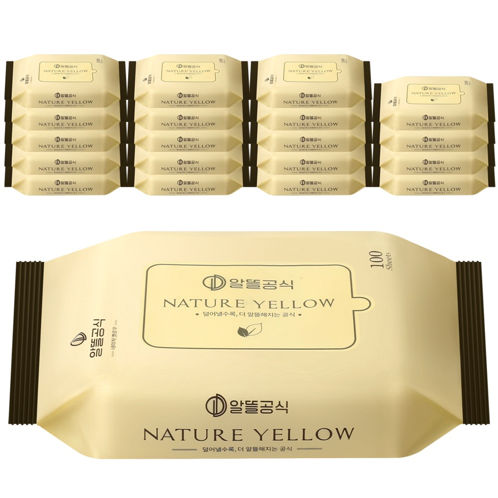 알뜰공식 리필형 물티슈 네이처 옐로우, 20개, 100매입, 35g 14,900원