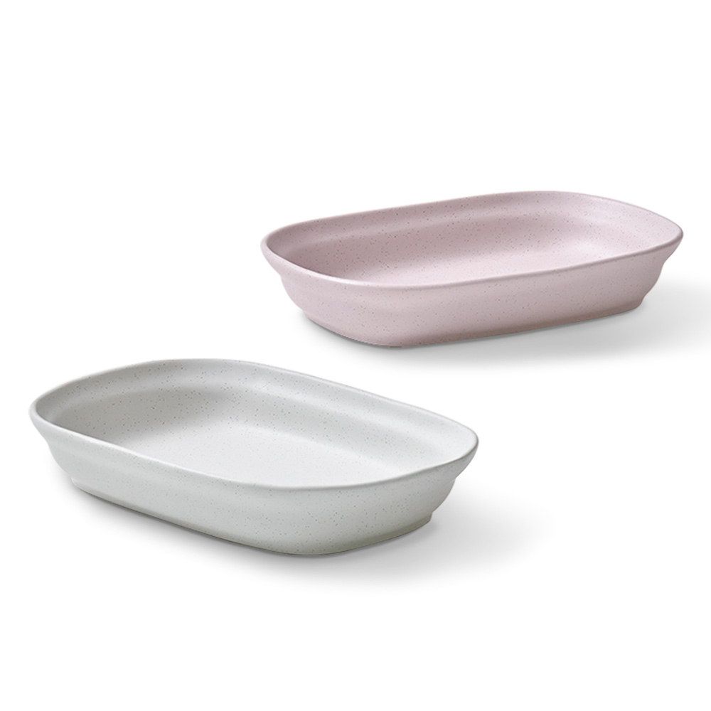 로얄포드 코지 감성 플레이팅 도자기 타원형 접시세트, 핑크+화이트, 오발볼2p, 1세트 26,100원