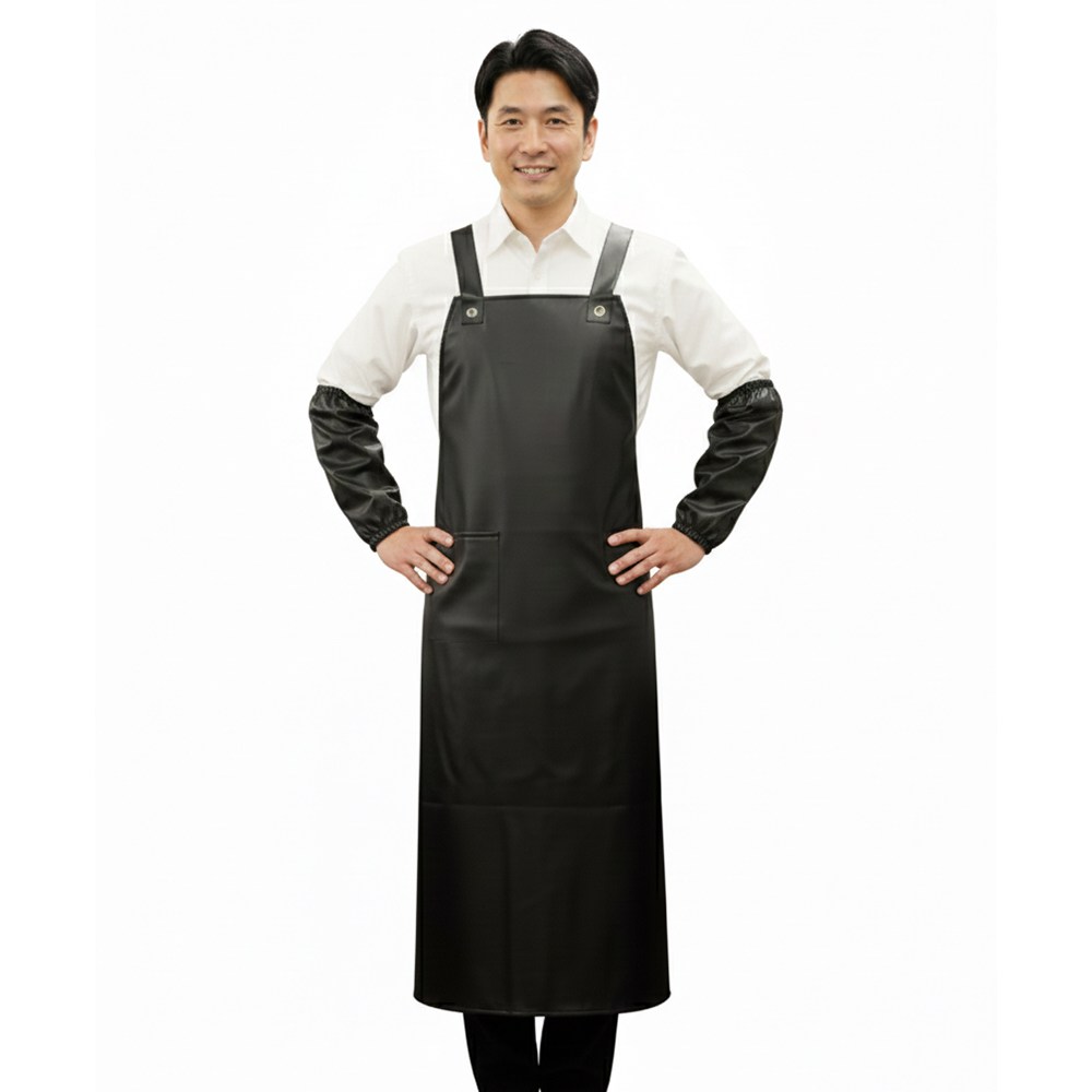 3초쿨 H형 앞치마 방수 방유 수산 정육 팔토시, 블랙(팔토시포함), 1개 12,610원