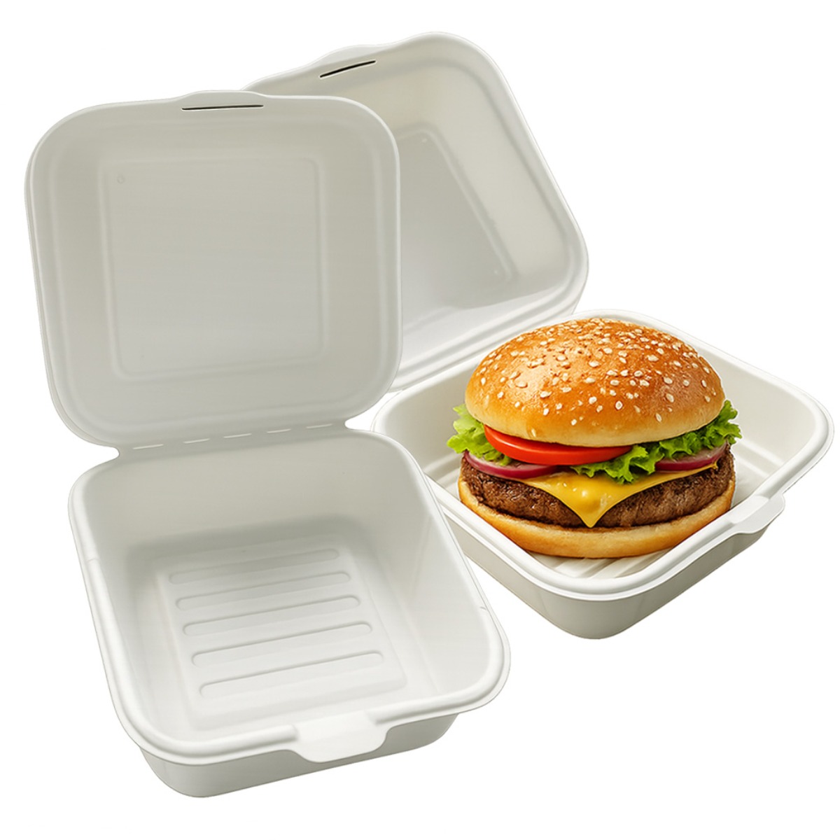 에스제이케미칼 햄버거 샐러드 디저트 케이크 펄프용기 500개 세트 SS 003 사각 트레이 종이 백색 크라프트 포장용기, 1박스, 500개 49,700원