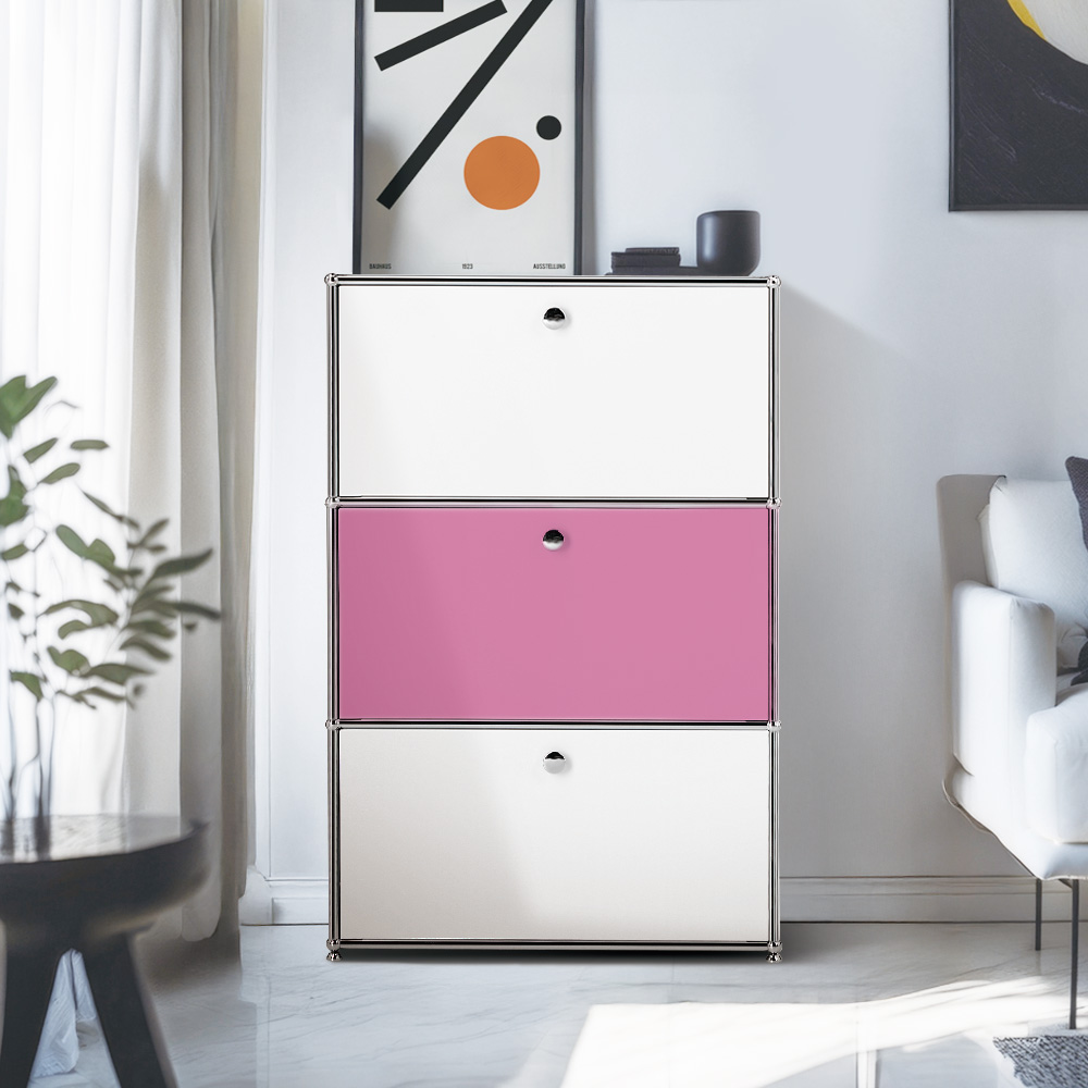 이가페 미드센츄리 모듈가구 모노 1x3 베이직 수납장 비스포크콤비, 화이트+핑크+화이트 845,000원