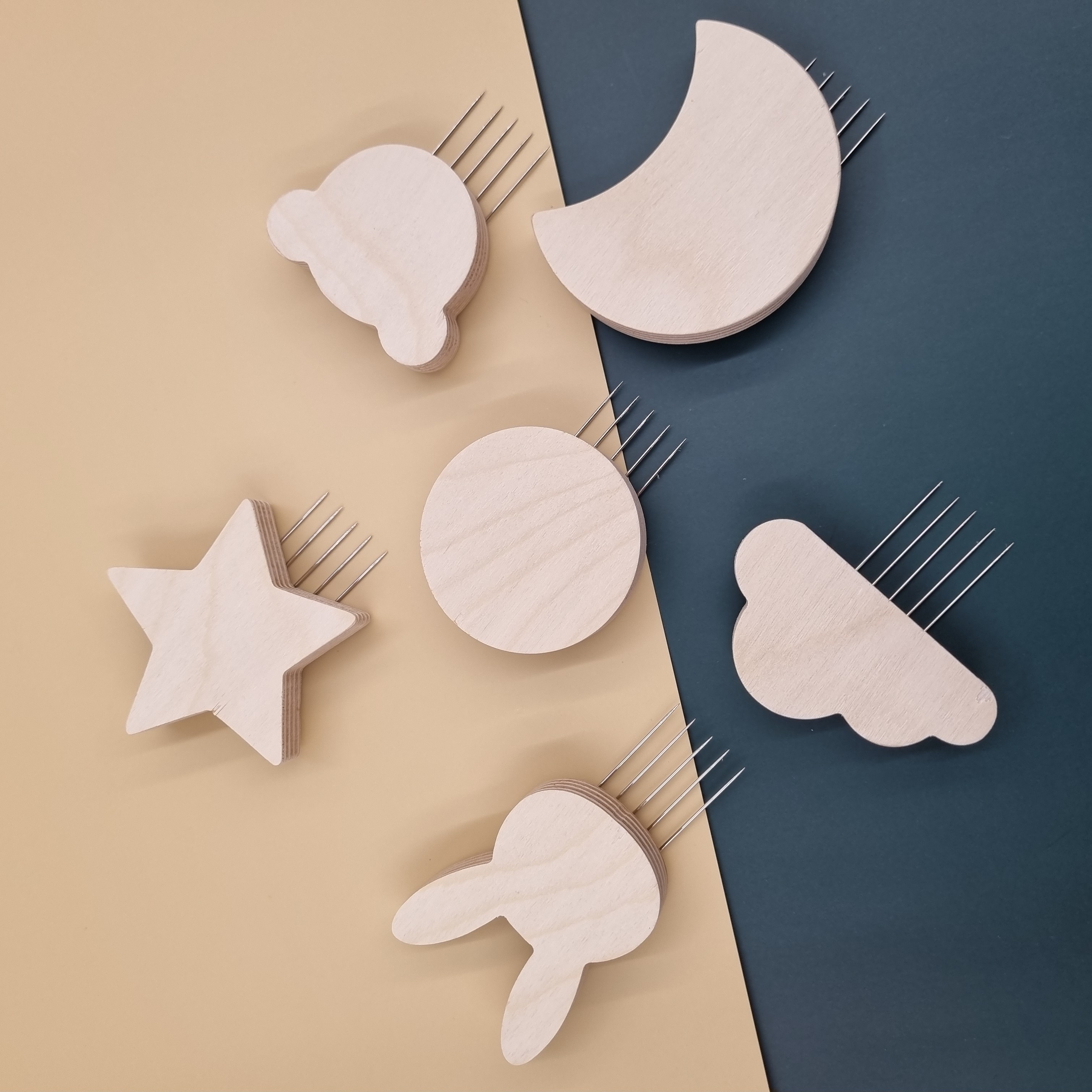 까유니아 우드 꼭꼬핀  보름달+별+달+구름+곰돌이+토끼 6종, 1세트 19,800원