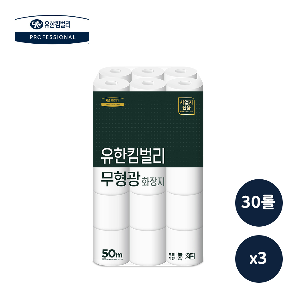 유한킴벌리 두루마리 화장지 무형광 2겹 50m 30롤 X 3 총90롤 195723 58,300원