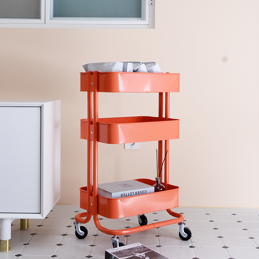 아이코닉하우스 셀레스 스틸 이동식 트롤리, 리빙코랄, 3단 31,000원