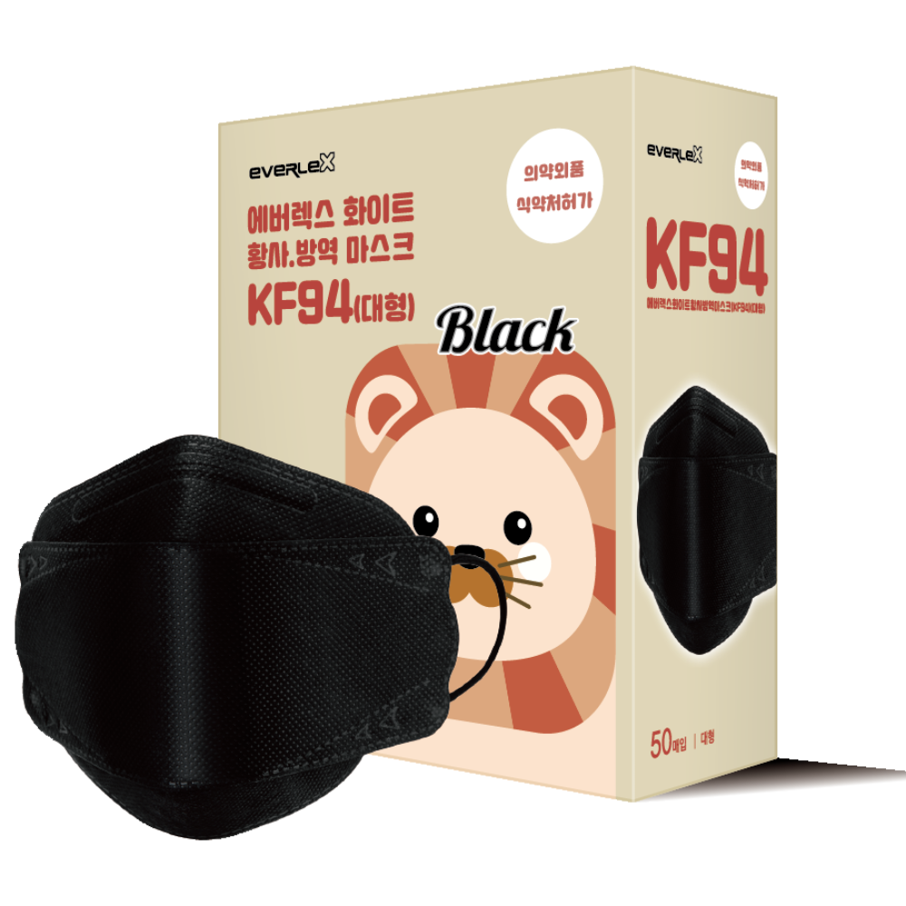 에버렉스 KF94 KF80 소형 중형 대형 마스크, 블랙, 1개, 50매입 14,000원