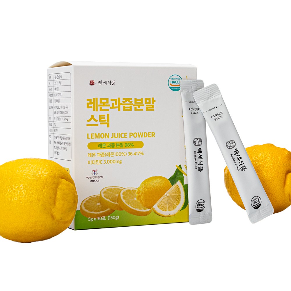 백세식품 레몬즙 레몬수 레몬 분말 스틱 5g, 1세트, 30회분 20,170원