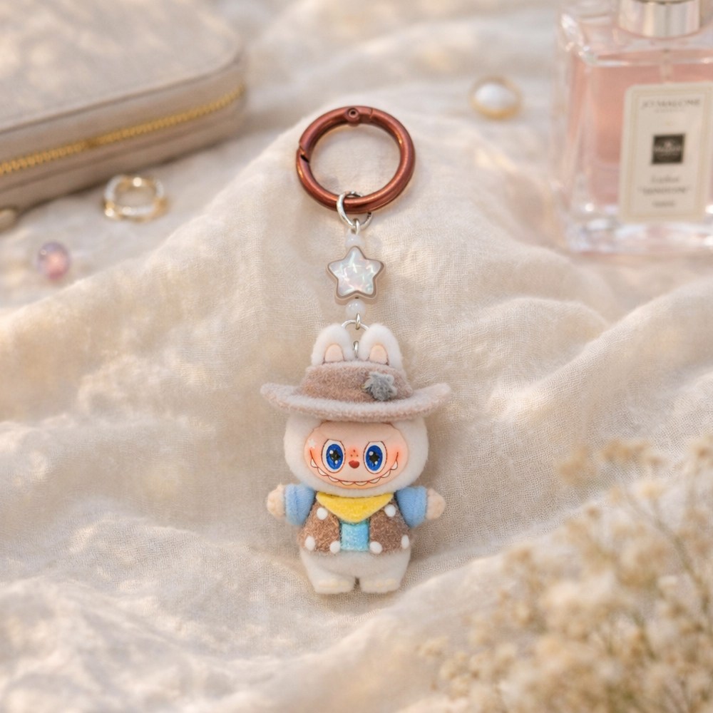 라부부 미니 키링 키링줄 세트구성 캐릭터 가방 키링 귀여운 열쇠고리 가방 고리, 1개, 카우보이(브라운) 4,500원