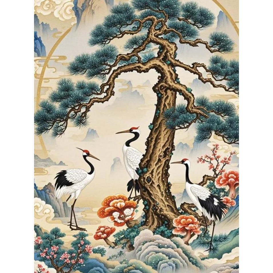 김수한무 두루미 소나무 3D보석십자수 DIY키트 캔버스형 액자형 원단형 백년해로 학 재물 금전 들어오는 풍수지리 풍경화 전통 수묵화 16,990원