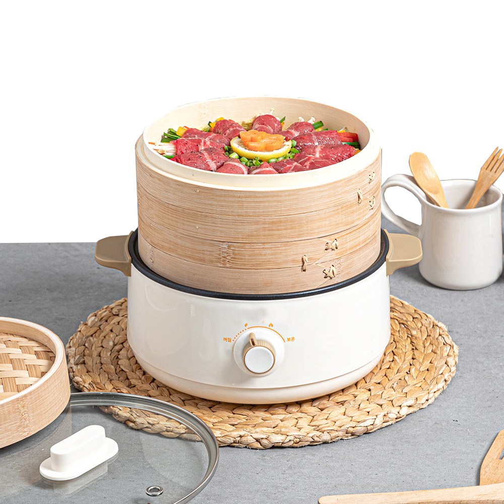 *추천상품* 대나무찜기 멀티쿠커 전기냄비 다용도찜기 대나무 만두찜기 찜통 전기찜기 69,800원